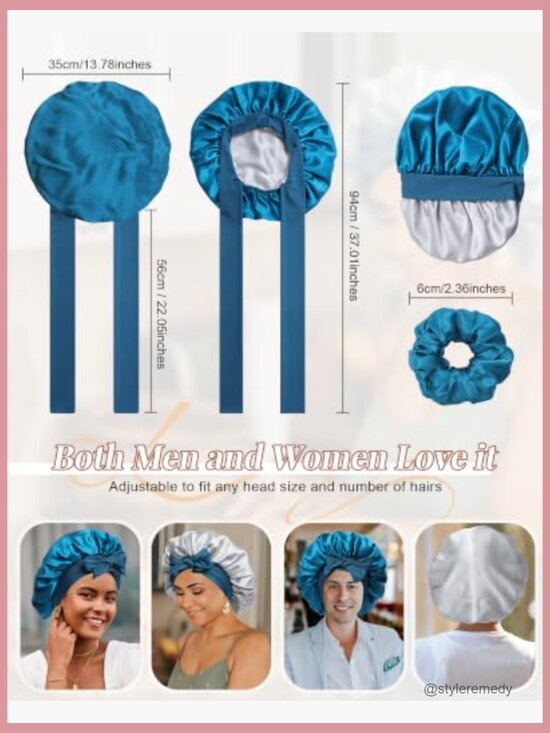 100% Mulberry Silk Bonnet Reversible Hair Wrap with Elastic Tie Band & Silk main image 7